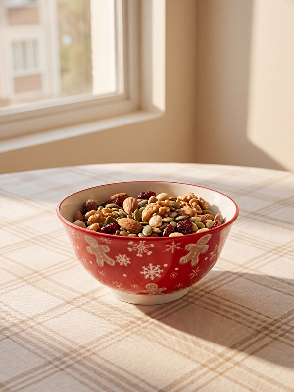 LCW HOME Gingerbread Man and Snowflake Printed Ceramic Bowl