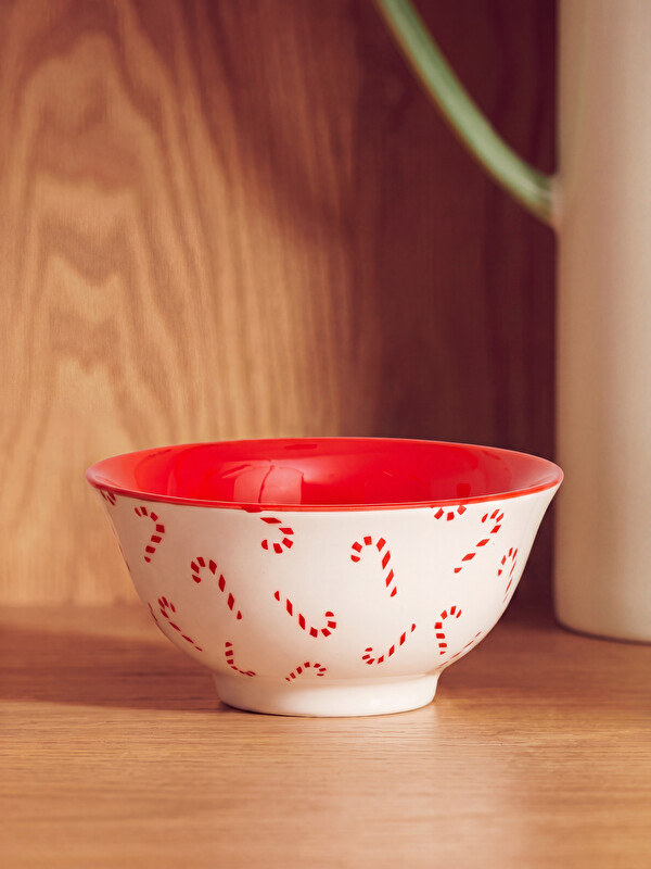LCW HOME New Year Themed Candy Cane Patterned Bowl