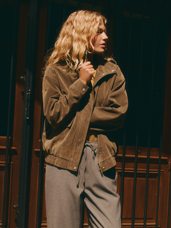 LCW Vision Mock Neck Women's Suede Look Jacket