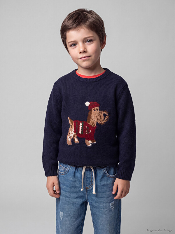 LCW Kids Desenli Erkek Çocuk Triko Kazak