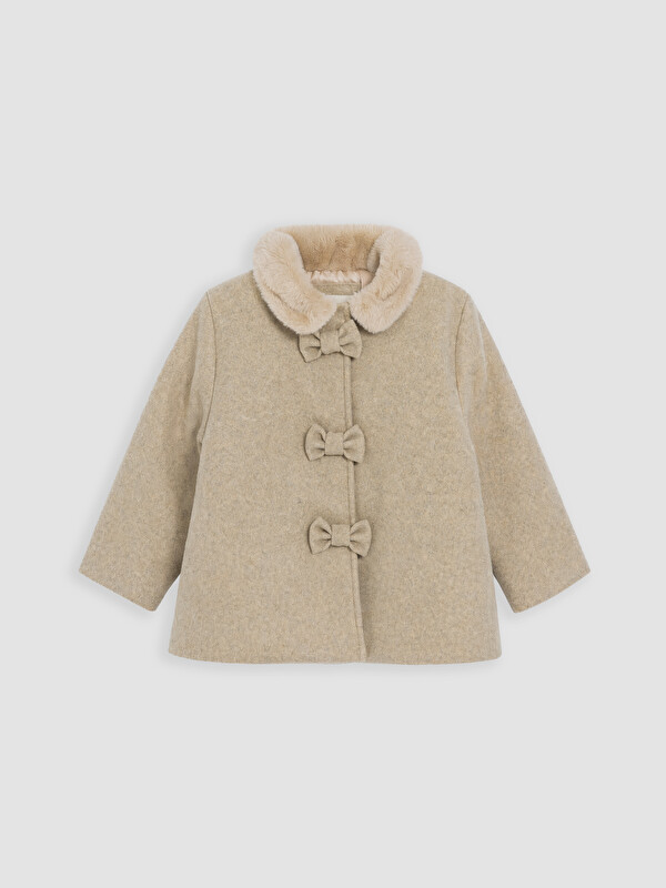 LCW Kids Furred Peter Pan Collar Girls' Cachet Coat