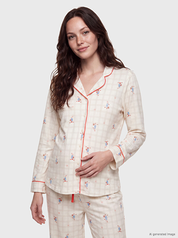 LCW DREAM Gömlek Yaka Hamile Pijama Takım