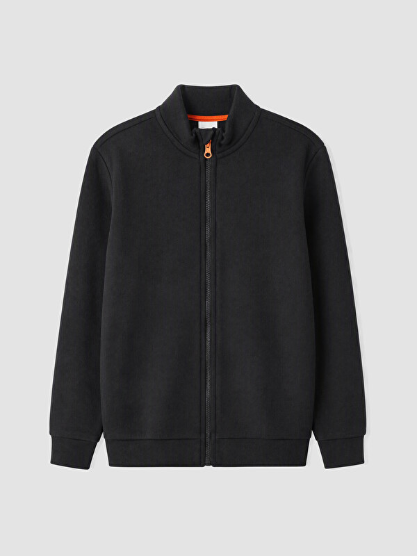 LCW Kids Boy Black Zip-Up Sweatshirt