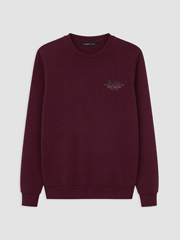 LCWAIKIKI Classic Bisiklet Yaka Baskılı Erkek Kalın Sweatshirt