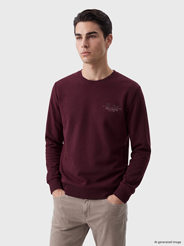 LCWAIKIKI Classic Crew Neck Printed Men's Thick Sweatshirt