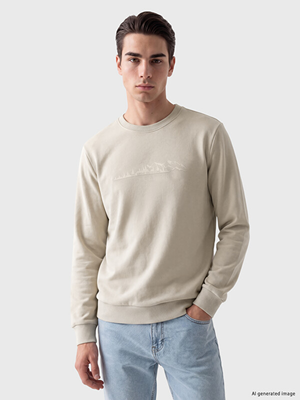 LCWAIKIKI Classic Man Beige Sweatshirt