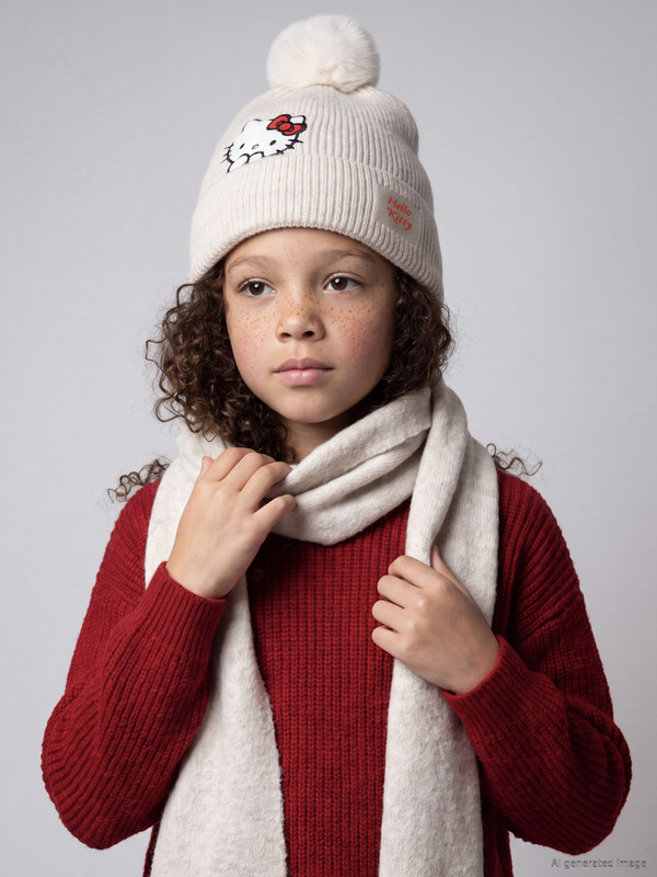LCW ACCESSORIES قبعة شتوية مطرزة للبنات من Hello Kitty و دفاية رقبة
