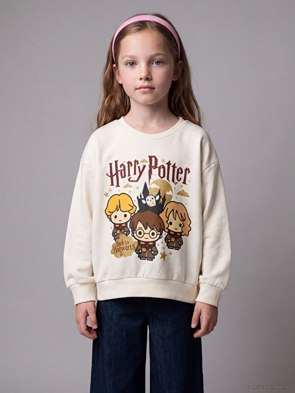 LCW Kids Harry Potter Baskılı Kız Çocuk Sweatshirt