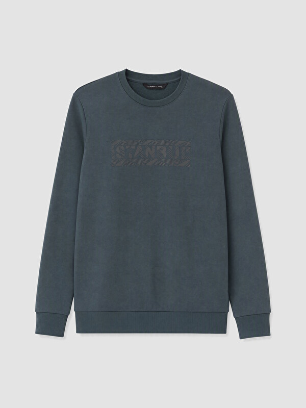 LCWAIKIKI Classic Crew Neck Printed Men's Thick Sweatshirt