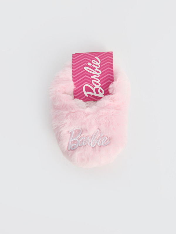 LCW STEPS Barbie Nakışlı Pelüş Kız Çocuk Panduf