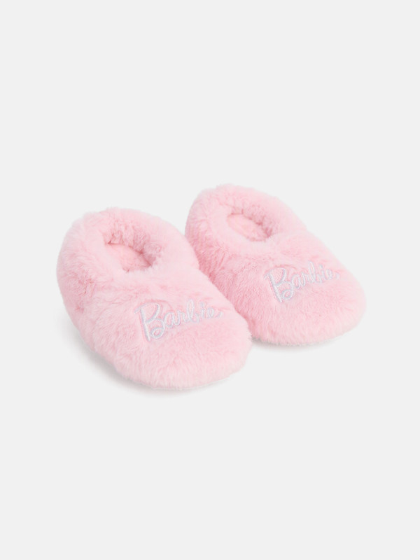 LCW STEPS Barbie Nakışlı Pelüş Kız Çocuk Panduf