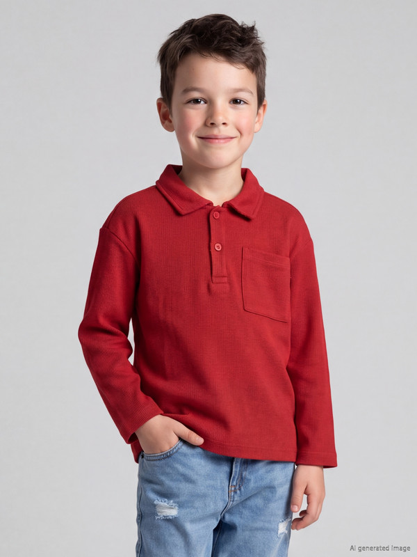 LCW Kids T-shirt Garçon à Col Polo Manches Longues