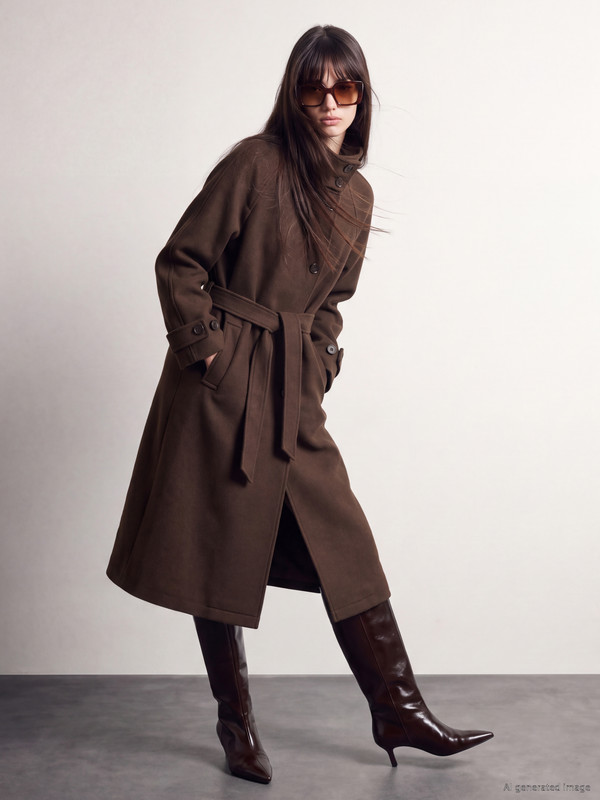 XSIDE Mock Neck Sashed Women's Cachet Coat