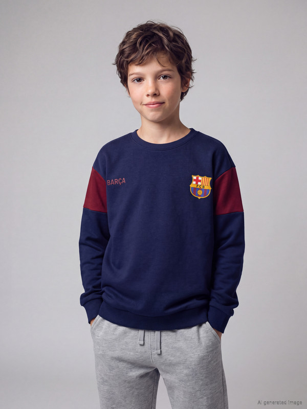 LCW Kids Bluzë sportive e trashë me stampim Barcelona për djem