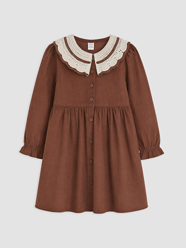 LCW Kids Bebe Yaka Fırfırlı Kız Çocuk Elbise