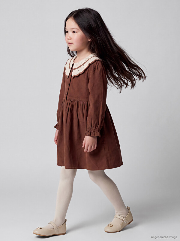 LCW Kids Peter Pan Collar Ruffled Girls' Dress