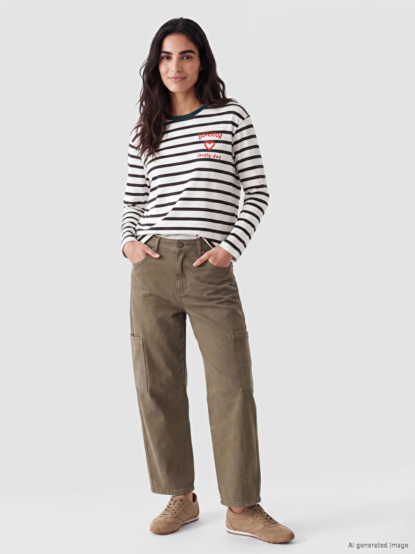 LCW Jeans Baggy Fit Kargo Cepli Kadın Jean Pantolon