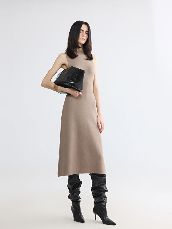 LCWAIKIKI Classic Bisiklet Yaka Bodycon Triko Elbise