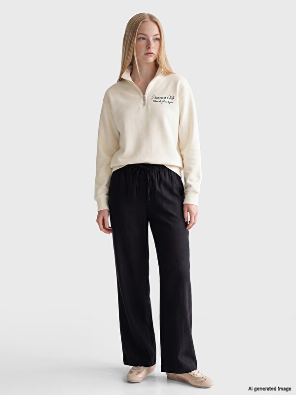 XSIDE Pantalon Femme à Taille Élastiquée
