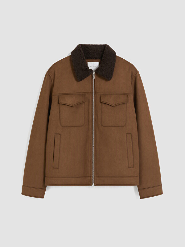 LCW ECO Regular Fit Kürk Yaka Süet Erkek Mont