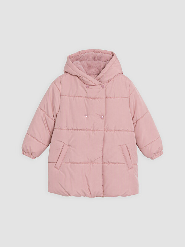 LC WAIKIKI Kapüşonlu Oversize Kız Çocuk Mont