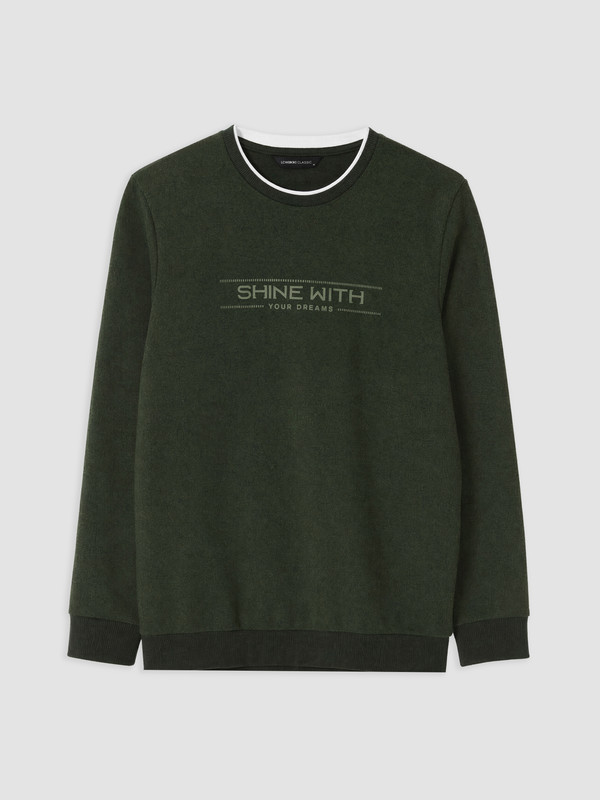 LCWAIKIKI Classic Bisiklet Yaka Baskılı Erkek Sweatshirt