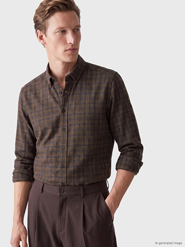 SOUTHBLUE Cămașă Flanelă în Carouri Loose Fit pentru Bărbați