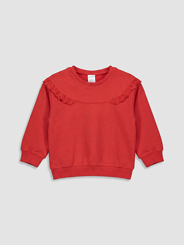LC WAIKIKI Bebe Yaka Kız Çocuk Nakışlı Sweatshirt