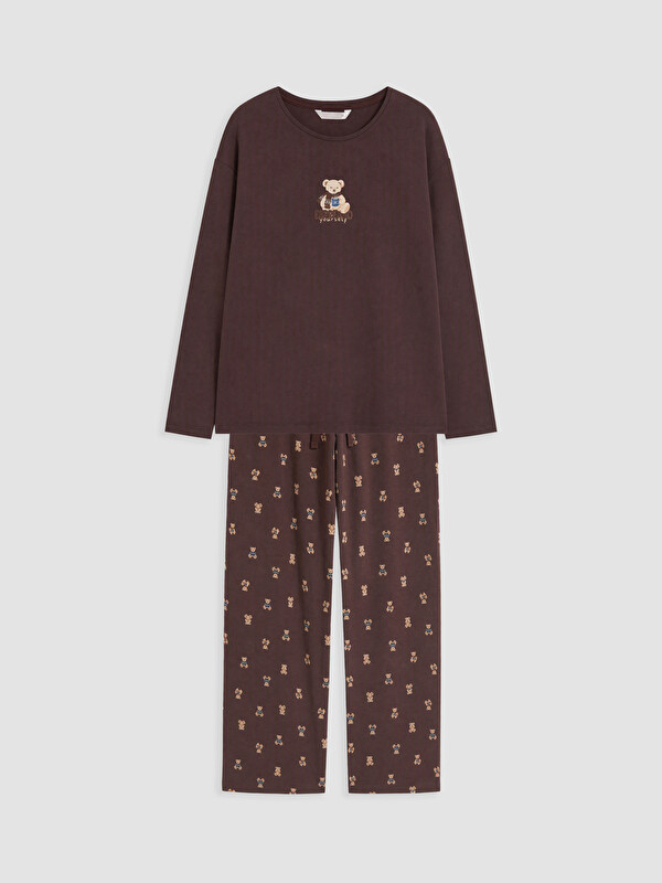 LCW DREAM Bisiklet Yaka Baskılı Kadın Pijama Takım