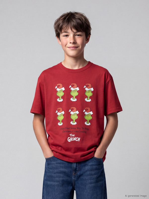 LCW Kids Crew Neck Grinch Printed Boys' T-Shirt