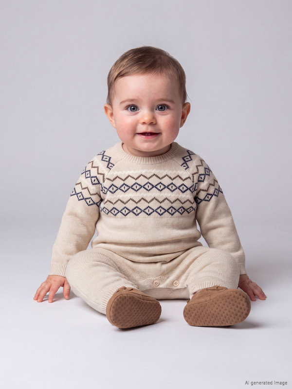 LCW baby Desenli Erkek Bebek Triko Tulum