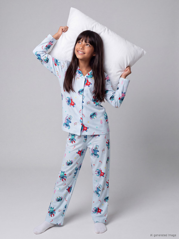 LCW Kids stitch принтті қыздарға арналған пижама жинағы
