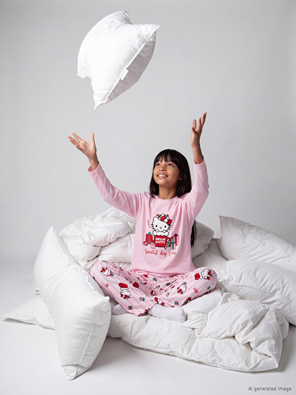 LCW Kids hello kitty принтті қыздарға арналған пижама жинағы