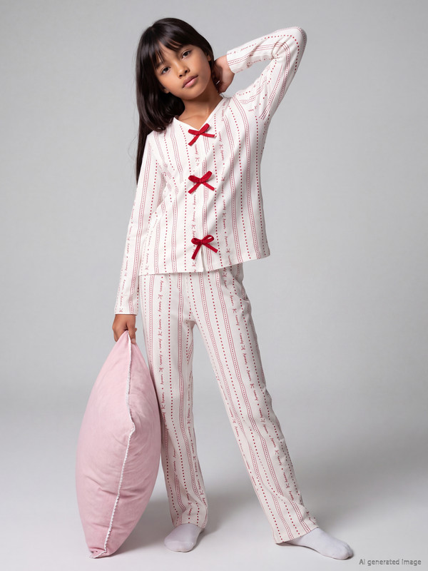 LCW Kids V Yaka Kız Çocuk Pijama Takım