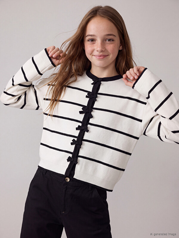 LCW Kids Crew Neck Girls' Cardigan
