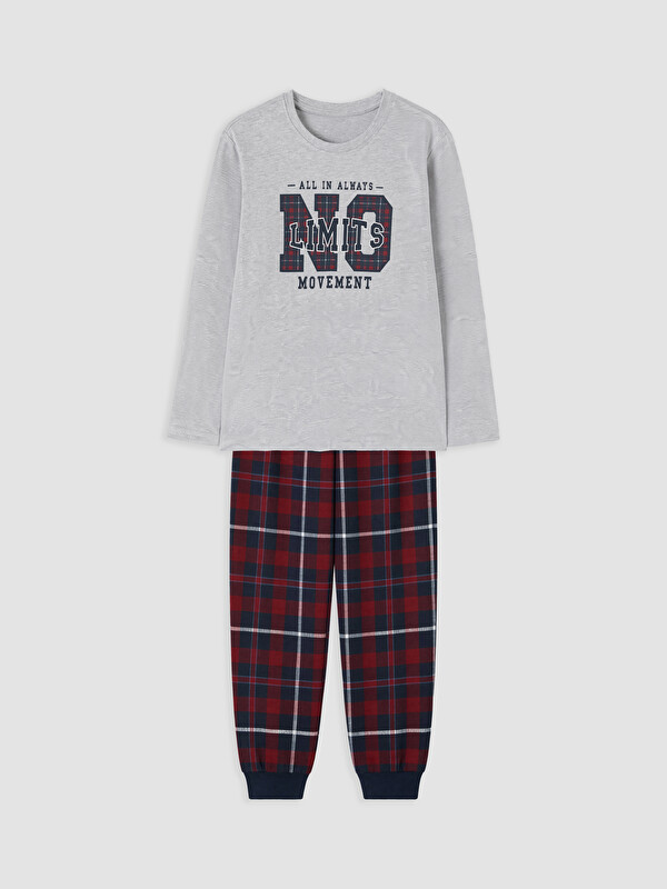 LCW Kids Crew Neck Printed Boys' Pyjamas Set