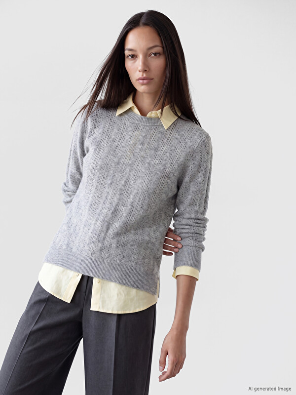 LCW EVERYDAY Crew Neck Open-Knit Women's Knitwear Sweater