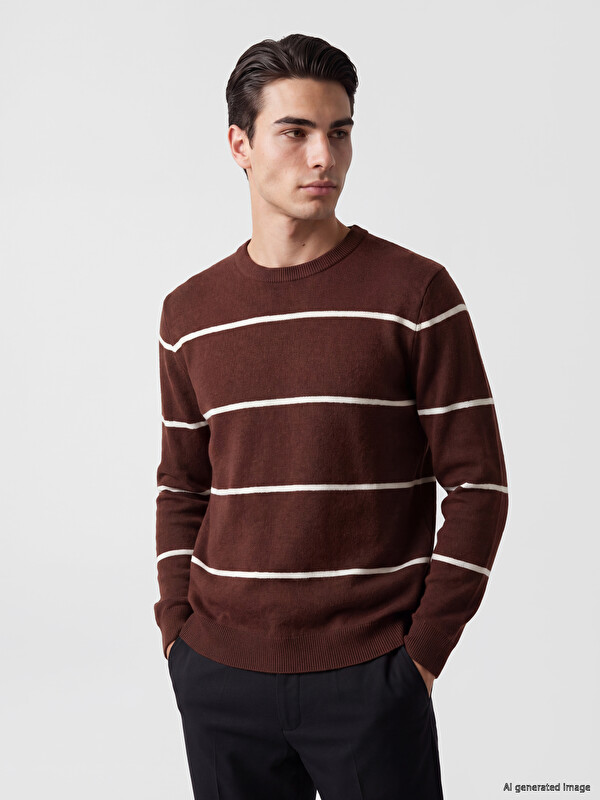 LCWAIKIKI Classic Crew Neck Striped Men's Knitwear Sweater