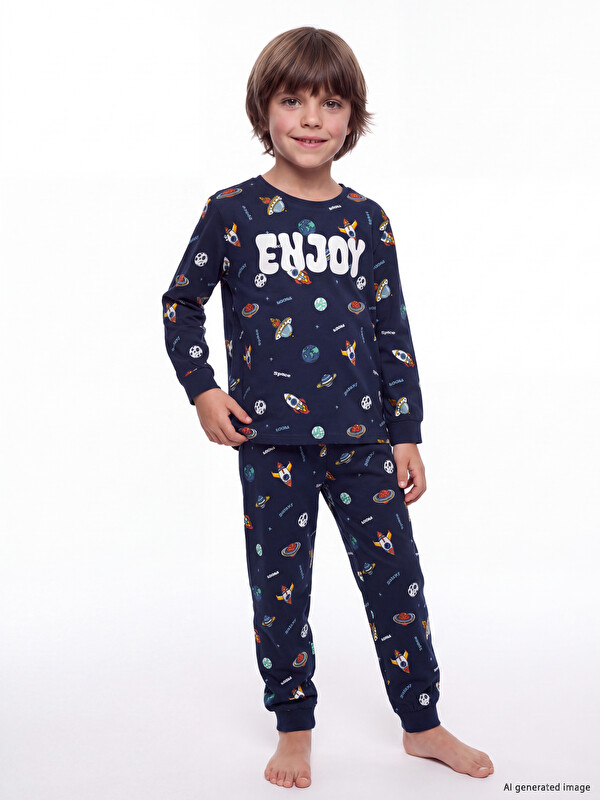 LCW Kids Baskılı Erkek Çocuk Pijama Takım