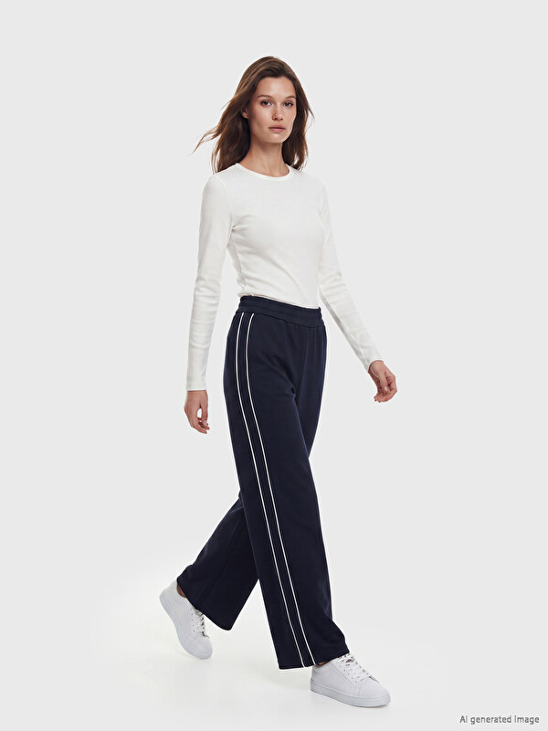 LCW Modest Şeritli Soft Touch Kadın Eşofman Altı