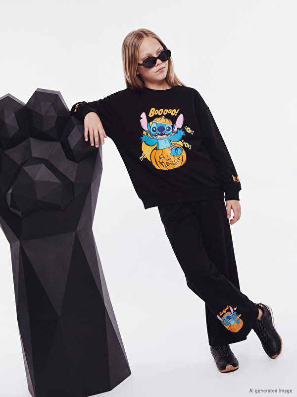 LCW Kids Pantaloni De Trening Groși Imprimați Stitch Pentru Fete