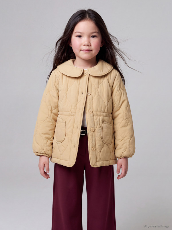 LCW Kids Peter Pan Collar Quilted Girls' Coat