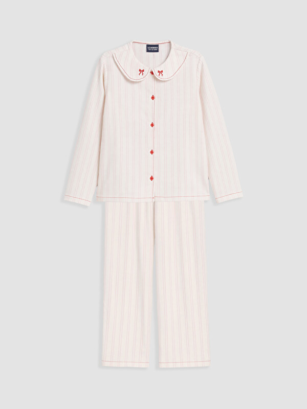LCW Kids Gömlek Yaka Kız Çocuk Pijama Takım
