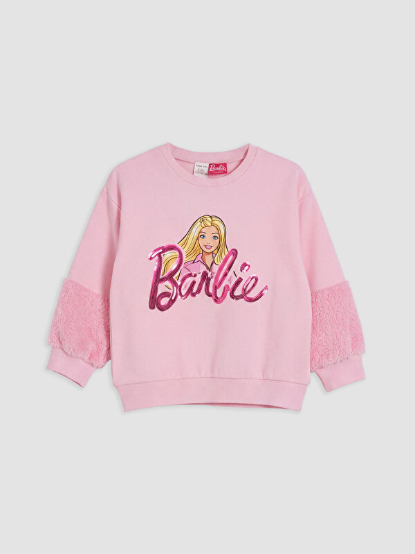 LCW Kids Barbie Baskılı Kız Çocuk Kalın Sweatshirt