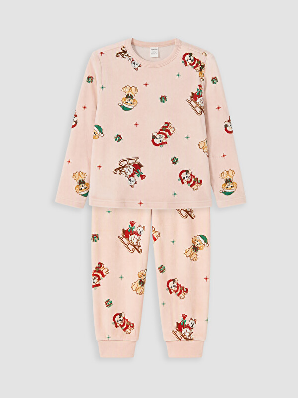 LCW Kids Yılbaşı Temalı Kız Çocuk Pijama Takımı