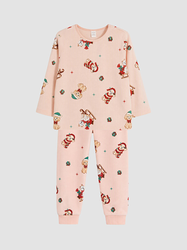 LCW Kids Yılbaşı Temalı Kız Çocuk Pijama Takımı