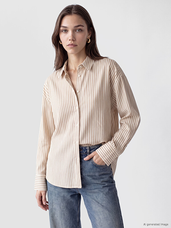 LCW Modest Striped Oxford Women's Shirt