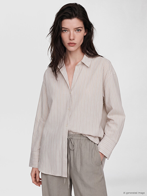 LCW Comfort Striped Oversize Women's Shirt