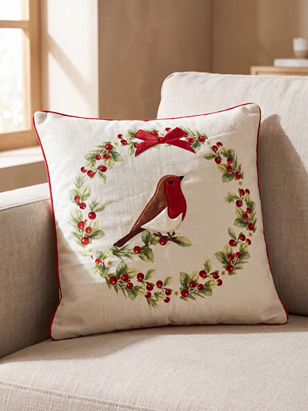 LCW HOME Bird Embroidered Cushion Case 45x45 cm