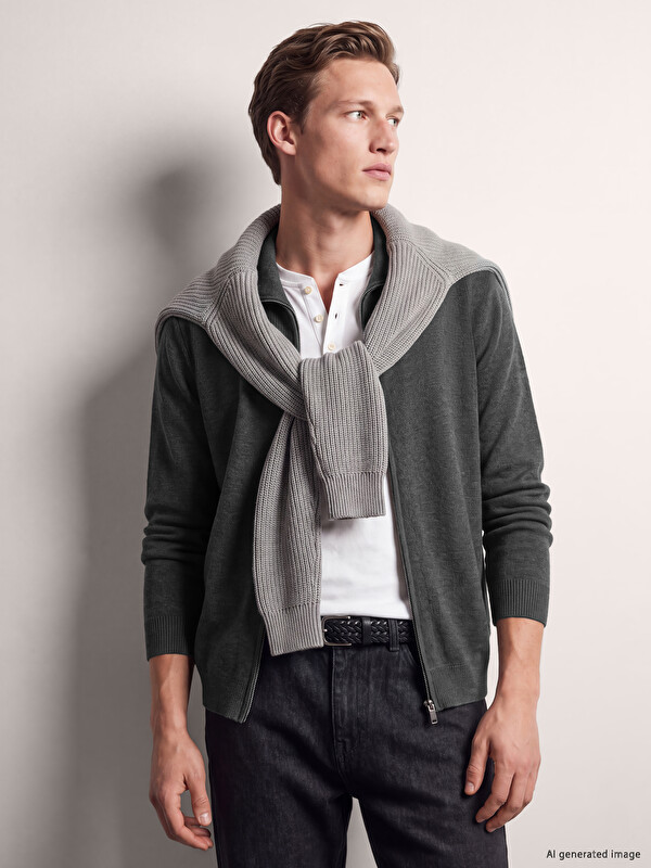 SOUTHBLUE Cardigan en maille pour homme coupe régulière